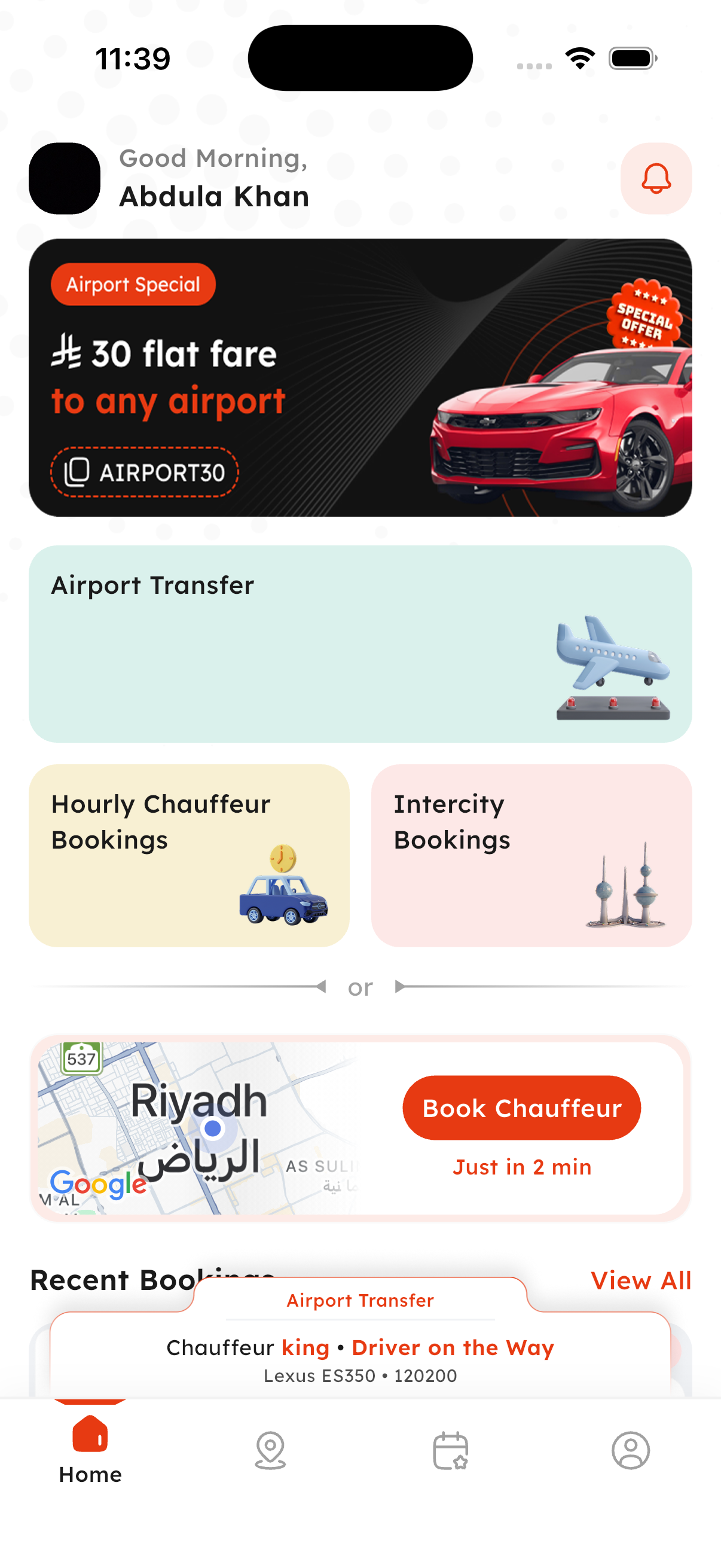 TopRides App Home screen