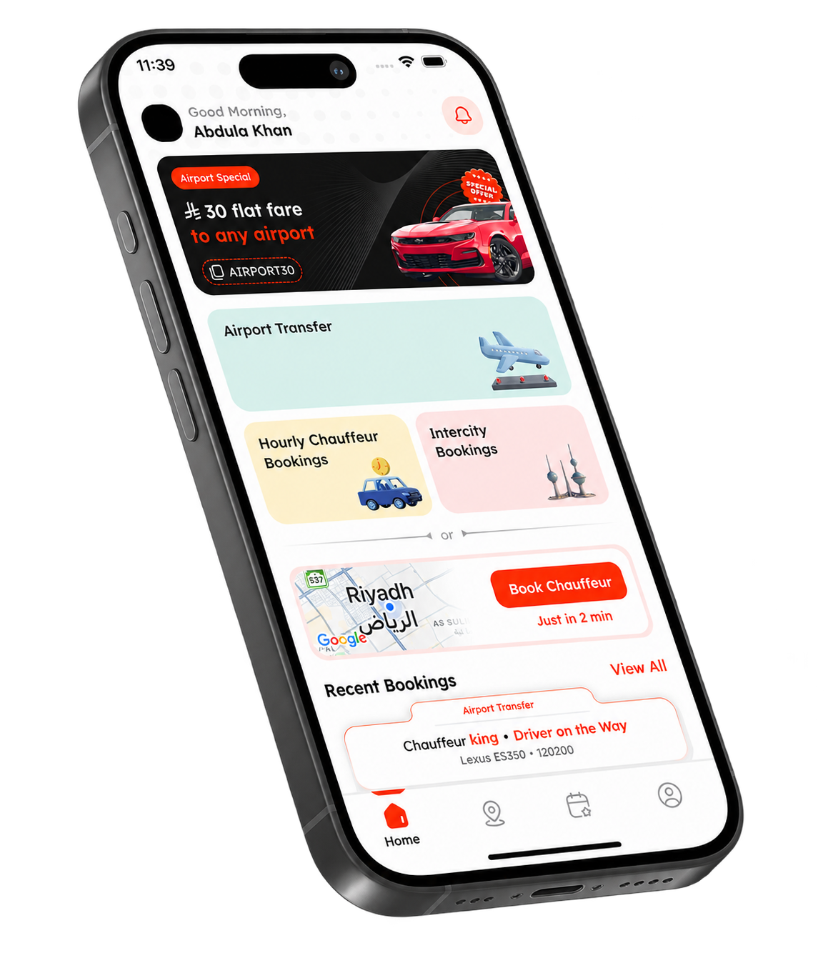 TopRides app on a tilted phone